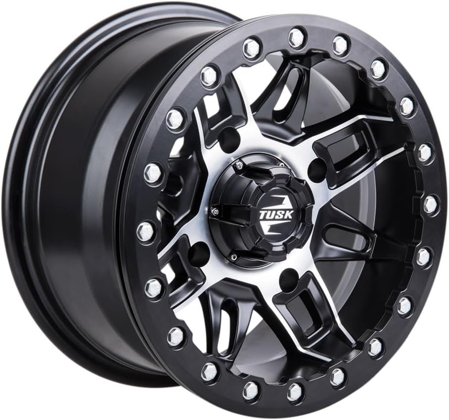 TUSK 4/156 Wasatch Beadlock Wheel 15x7 5.0 + 2.0 Machined/Black Compatible with Kawasaki Teryx KRX4 1000 SE 2023-2024