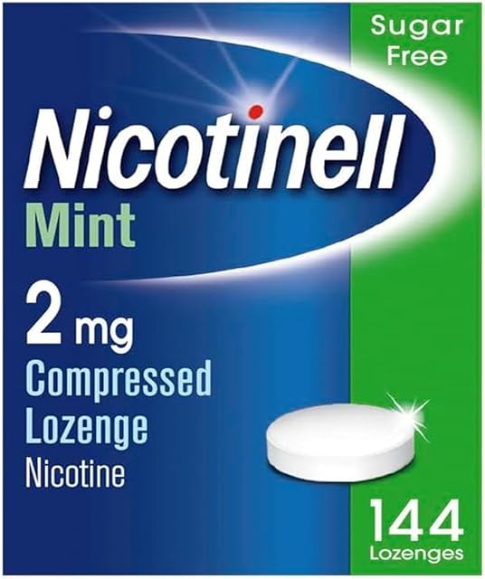 Nicotinell Nicotine Lozenge, Quit Smoking Aid, Sugar Free Mint Flavour, 2 mg, 144 Pieces