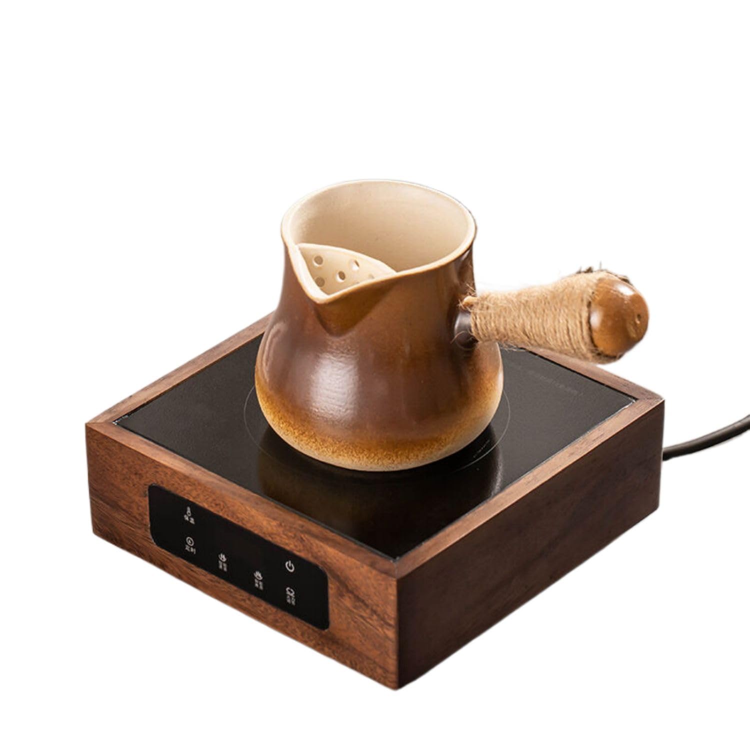 HQHYGM DFSHGDF932-TEASET wysokiej klasy elektryczna kuchenka ceramiczna z drewna orzechowego czajnik do herbaty 2024 w nowym stylu czajnik do herbaty Przenośny czajnik elektryczny z palnikiem,