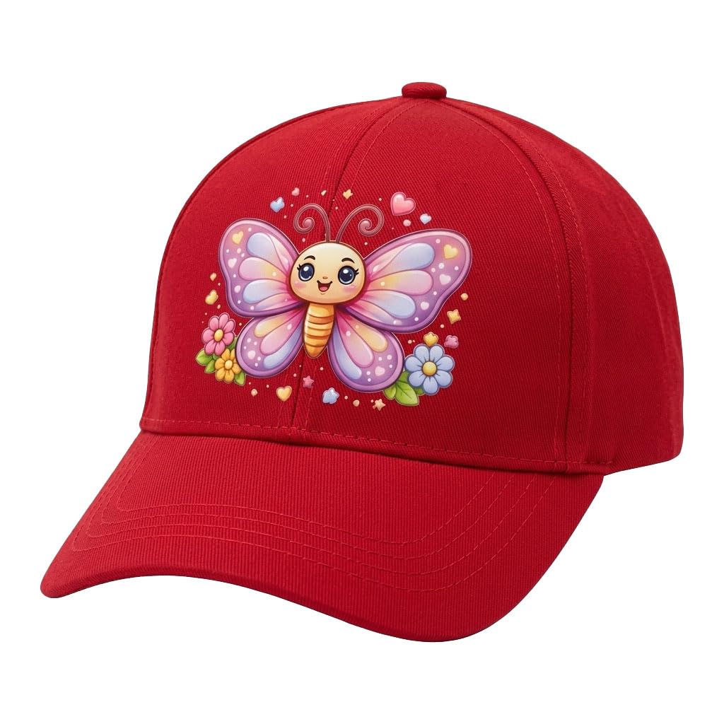 Fasam Kids Cotton Sports Summer Cap for Girls Kids Wear Baseball Cap with Graphic | Summer Head Cap Hats for Kid,Topi Suitable for Age 2 to 12 Years-1pcs (Red) 1
