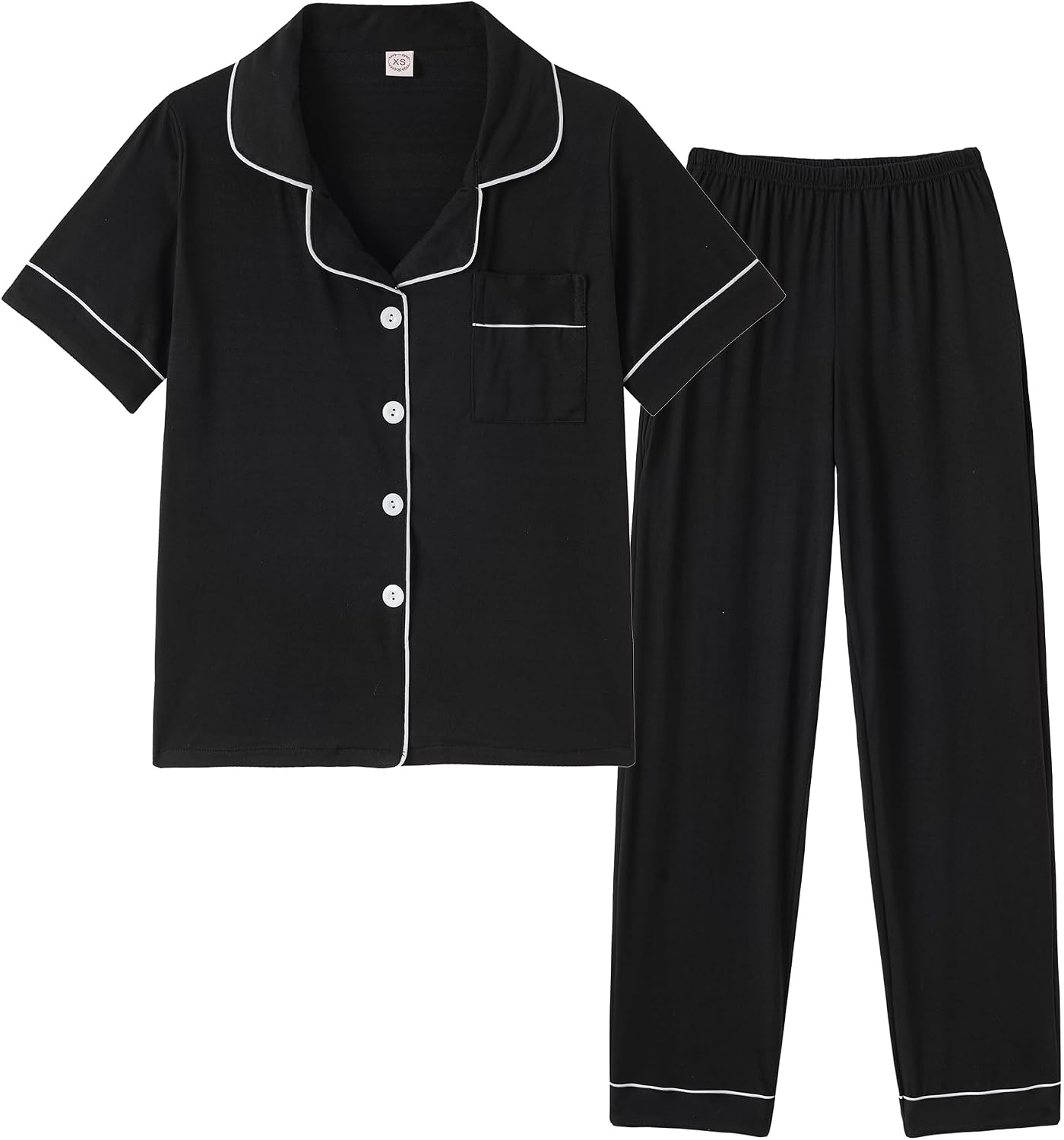 Hupohoi Girl Button Down Pajama Sets Short Sleeve Long Pants 2pcs Sleepwear | Short Sleeve Long Pants, Cartoon Patterns styles, Teens 6-16 Years, Gift Choice, Sleepwear/Loungewear/Slumber Party/Sleepover