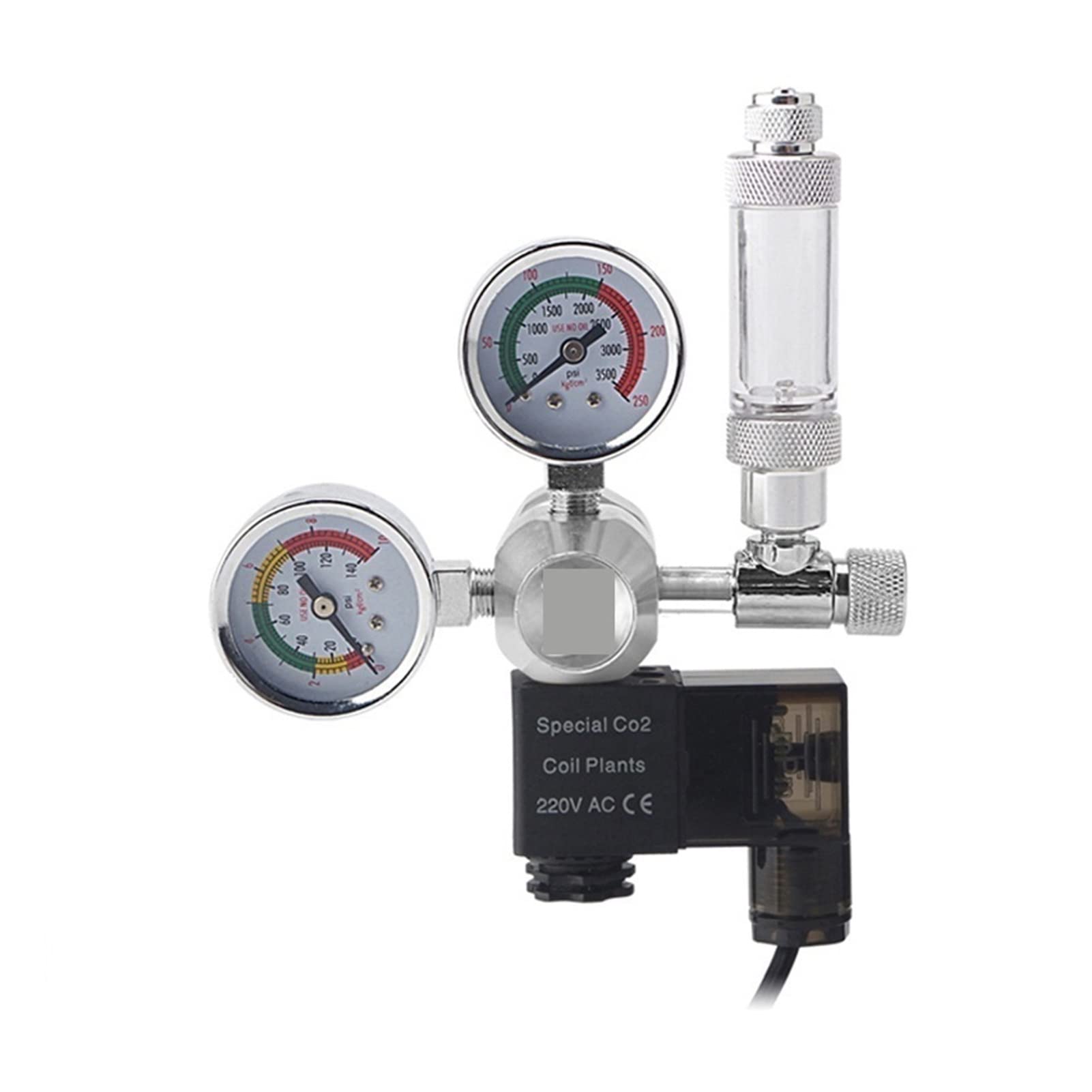 Sprzęt do spawania gazowego Akwarium CO2 Regulator z licznikiem pęcherzykiem zaworem dostrajającym 360 ° CO2 Elektromagnetyczne urządzenia do zmniejszania ciśnienia Akcesoria do pomp powietrza (Color