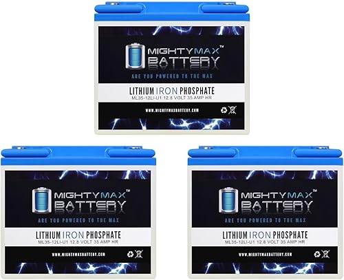 Mighty Max Battery 12V 35AH U1 Lithium Replacement Battery compatible with Everest Jennings MODEL 3V - 3 Pack