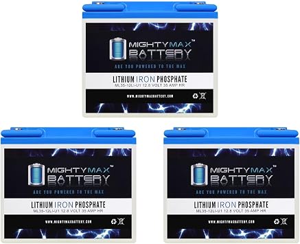 Mighty Max Battery 12V 35AH U1 Lithium Replacement Battery Compatible with Wheelchair Scooter ES33-12 - 3 Pack