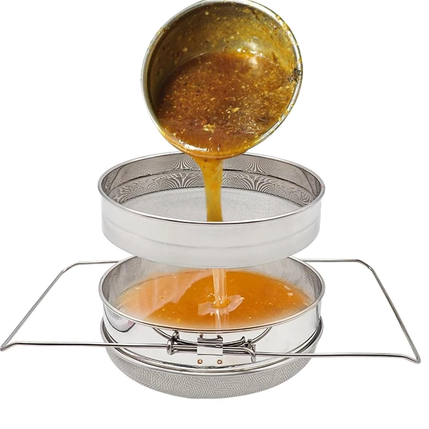 Beekeeping Filter Mesh Silver Double Sieve Strainer Net Impurity Filter for Beekeeping Special Tools Garden Supplies Honey Filter Bee Tools Beekeeping for Honey Sieve Wax Beer Nut Milk