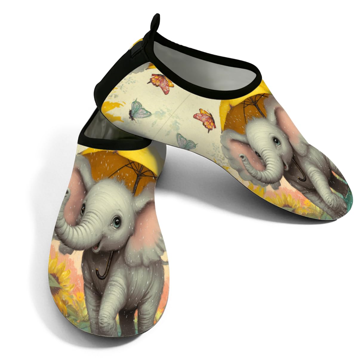 Zapatos acuáticos de playa con diseño de elefante y girasoles para piscina y surf 8