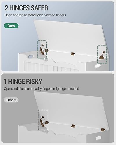 Miniatura 9 de Baúl de almacenamiento de 39.4 pulgadas, baúl de almacenamiento con 2 bisagras, caja de madera, organizador de pecho elevador, banco de zapatos para