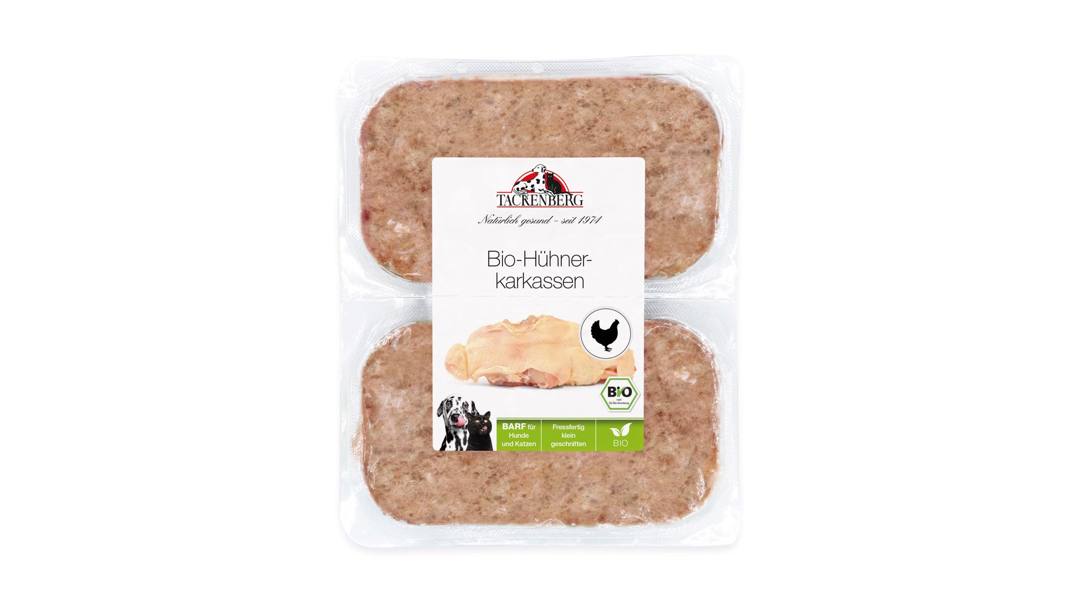 TACKENBERG Barf Bio-Hühnerkarkassen – Frostfleisch für Hund & Katze, 14 x 500 g