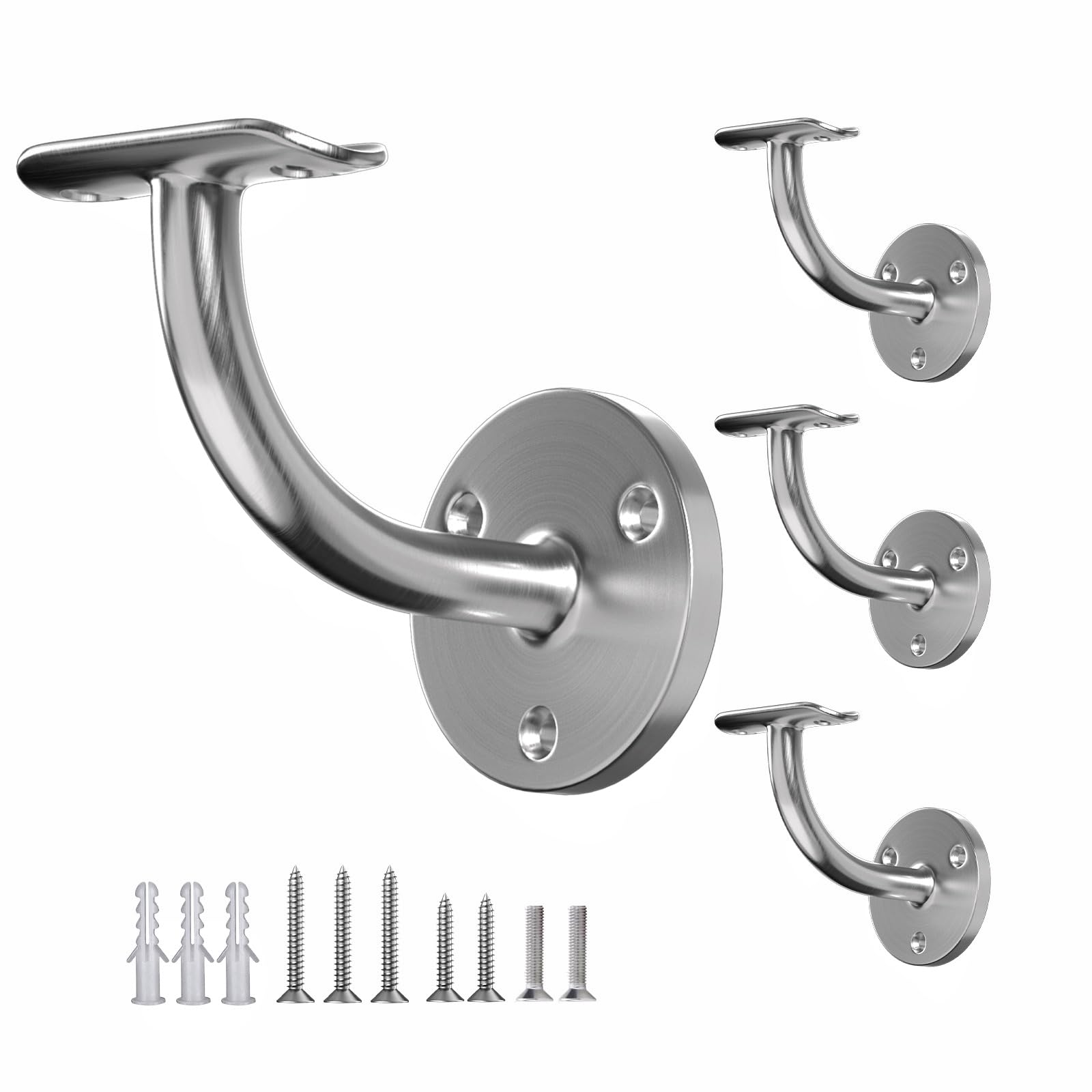 Photo 1 of Handrail Bracket, 316 Stainless Steel 1-11/16 inch Hand Rail Bracket, Satin Finish Wall Mount Stair Railing Holder Indoor Outdoor for Staircase, Bathroom, Banister - 4 Pack for 42.4mm O.D Round Rail