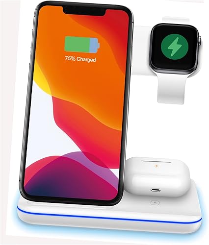 Cargador inalámbrico para iPhone 3 en 1, estación de carga inalámbrica Qi rápida para múltiples dispositivos, soporte Apple para iWatch 6SE5432,
