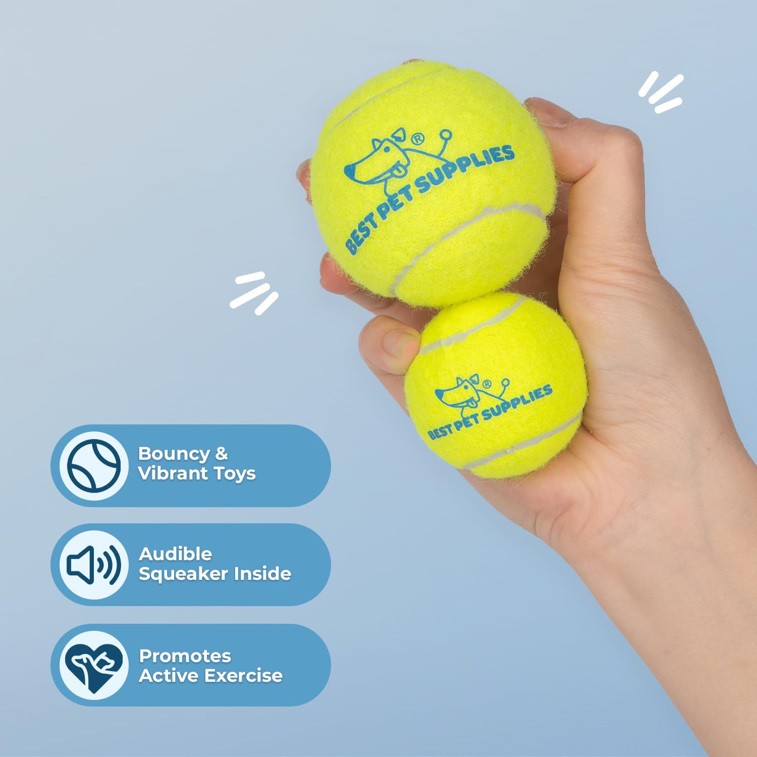 Best Pet Supplies Squeaky Tennis Toys for Dogs 4-Pack - Image 2