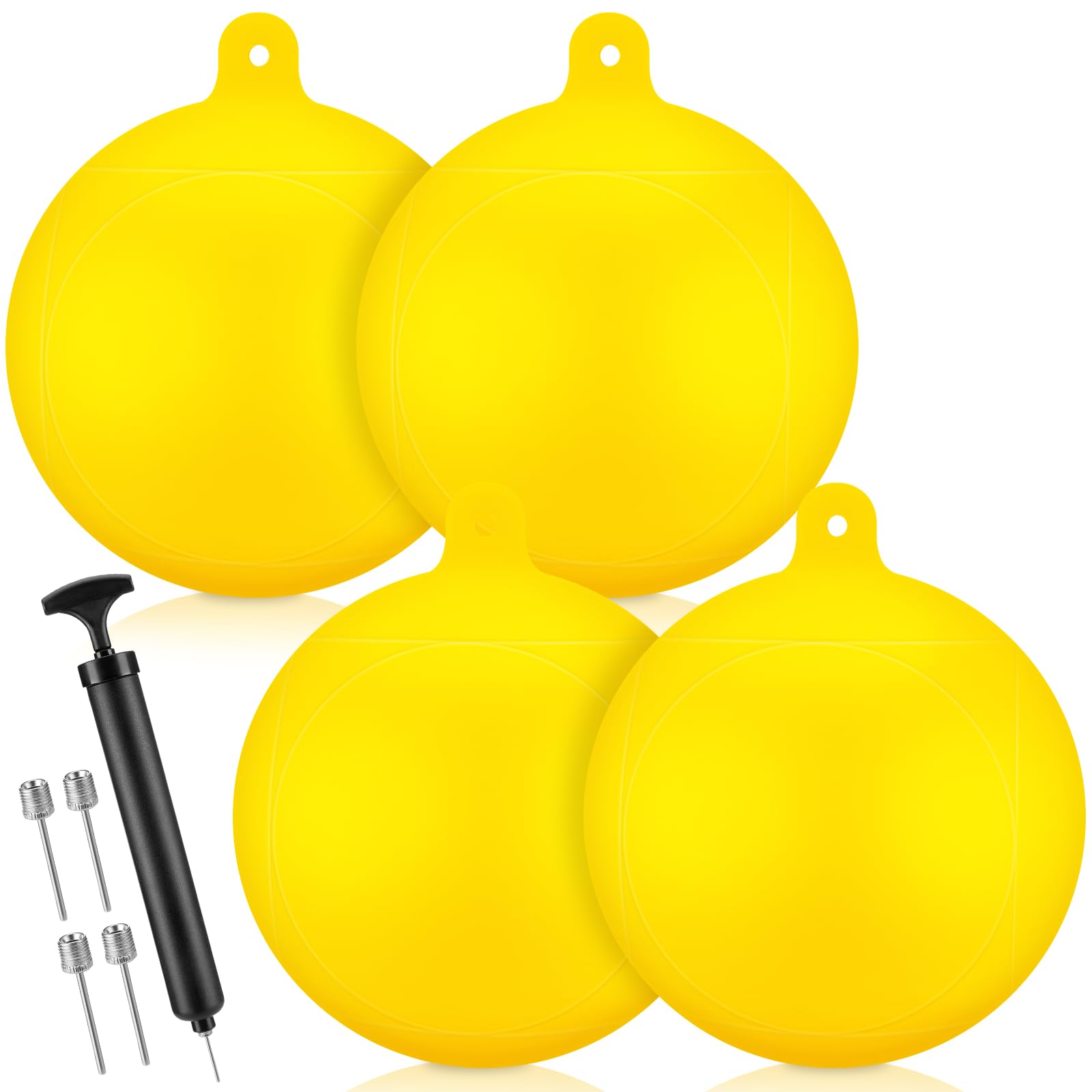 Threehoney 4 Pcs Inflatable Slalom Buoy Float PVC Boat Mooring Buoy Float Equipped with 1 Inflator and 3 Needles Boat Fenders Inflatable Anchor Ball