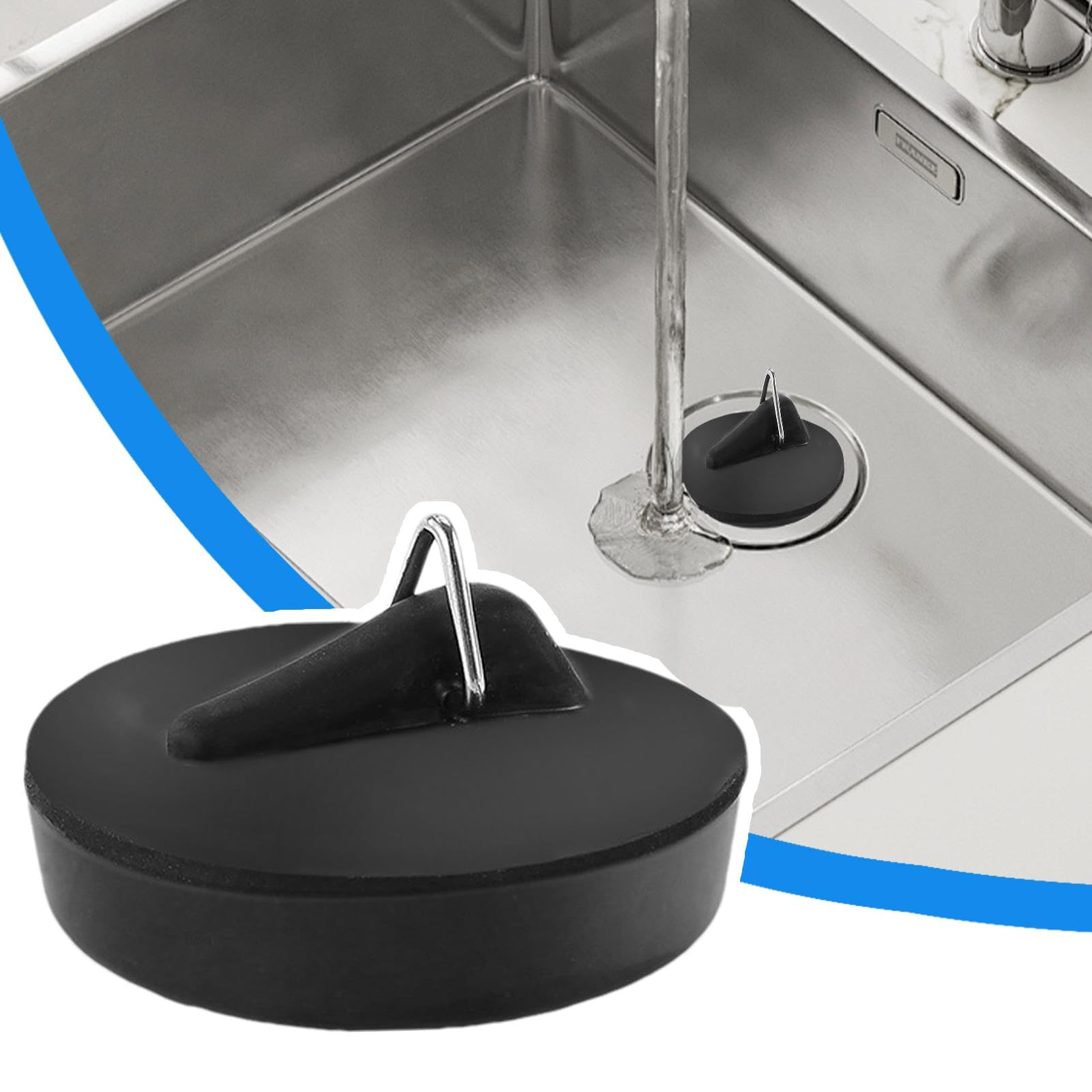 2 Tappi Per Lavello A Prova Di Perdite Con Catena, 4 Cm, In PVC Resistente Per Cucina E Bagno