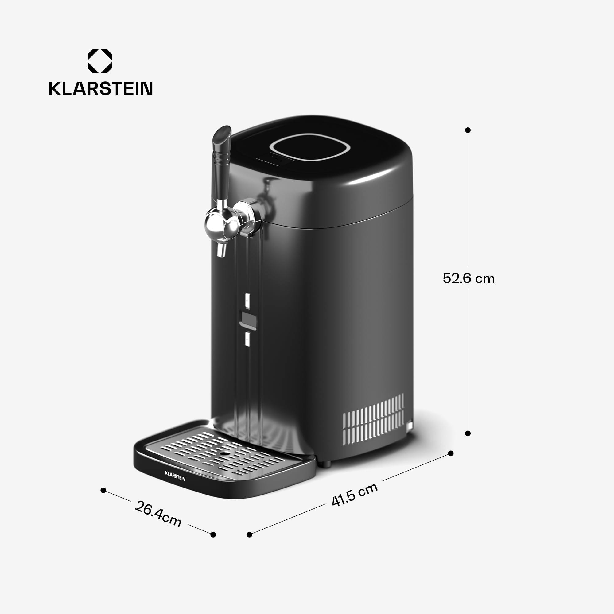 KLARSTEIN FrostBrew - Dispenser per Birra, 5L, Sistema di Pressione a CO₂, Raffreddamento Termoelettrico, Temperatura: 3-12°C, Compatibile con Fusti Universali, Design Compatto, Nero/Argento