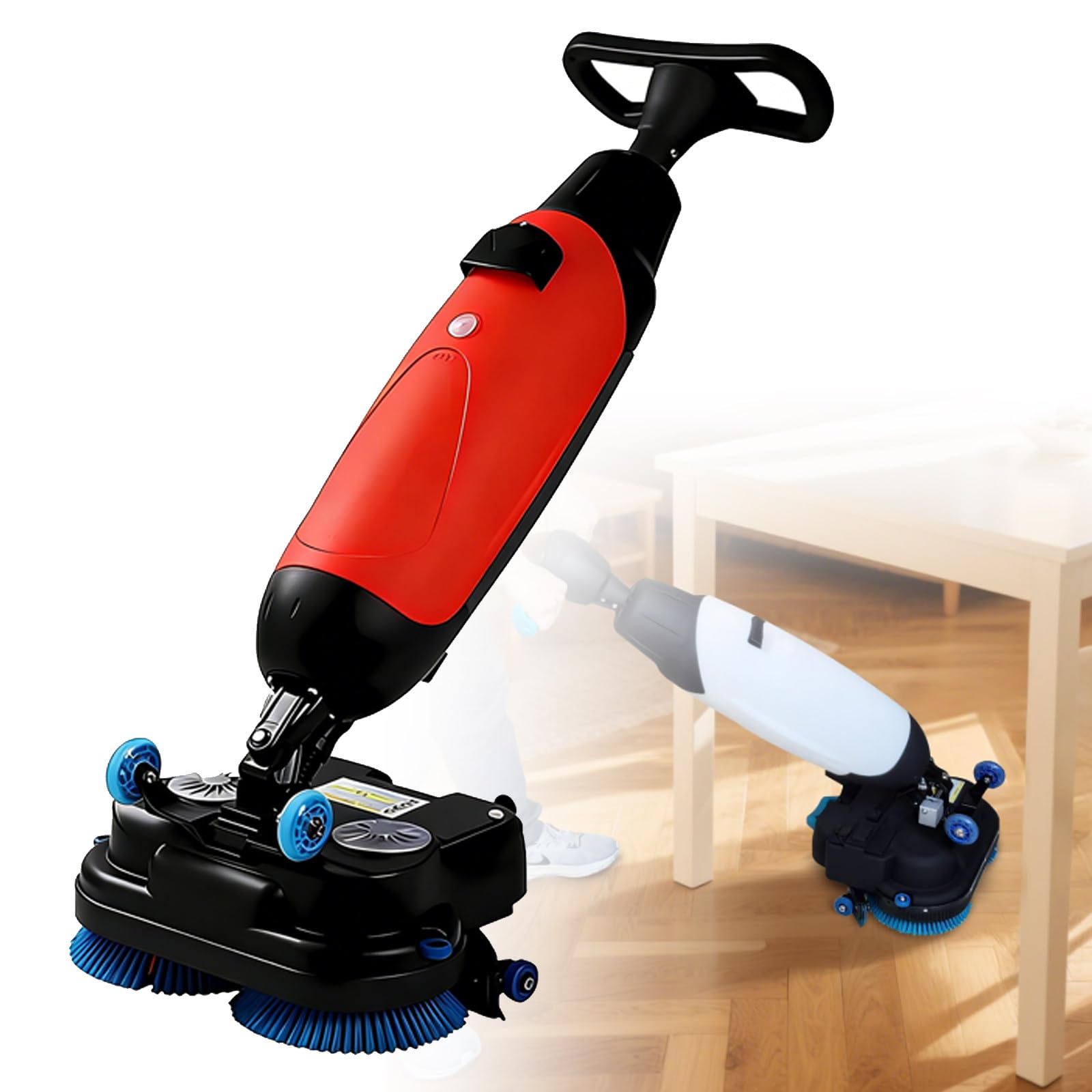 Limpiador de suelos duros inalámbrico recargable, 43 cm, cepillo doble para cocina, escuelas, supermercados, hoteles