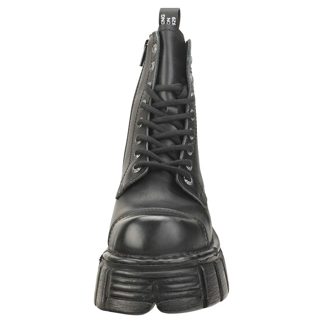 New Rock Stivali Gotici Unisex M-NEWMILI083-S39 Pelle Nera con Tacco 7cm e Plateau 4cm – Stivaletti Punk Rock Stile Militare Collezione Metallic - 42