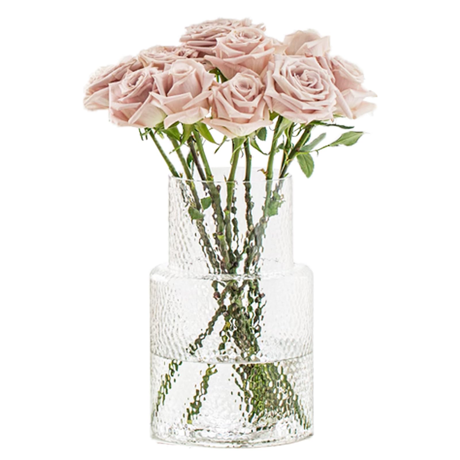 Clear Glass Vase, Flower Vase For Centerpieces, Ribbed Vase, Modern