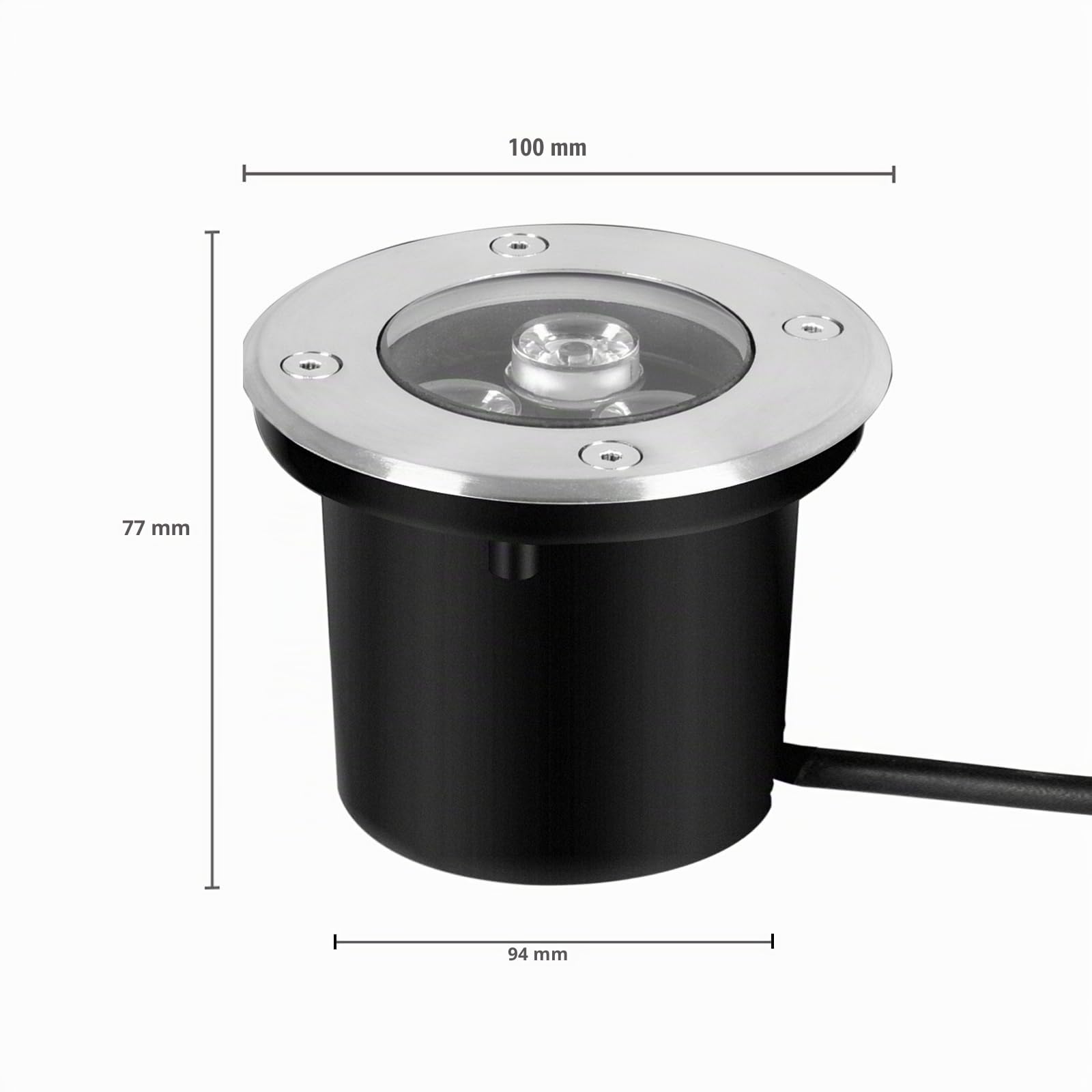 Faretti a LEDda incasso a terra, 3 W, 230 V CA, classe IP65, 270 lumen, per esterni, luce bianca calda, 4 pezzi