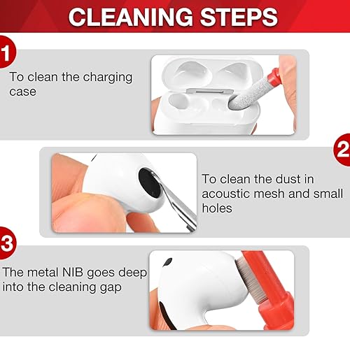 Miniatura 4 de Limpiador de teclado de cepillo suave, kit de herramientas de limpieza de computadora, 7 en 1, multiusos, con ranura de esquina, extractor de teclas