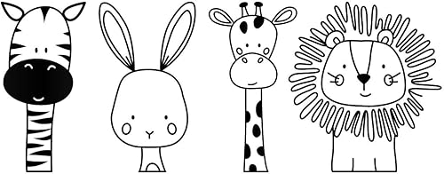Miniatura 4 de Juego de 4 calcomanías de vinilo para pared, diseño de cebra, conejo, jirafa, león, 17 x 44 pulgadas, bonito diseño moderno para amantes de los