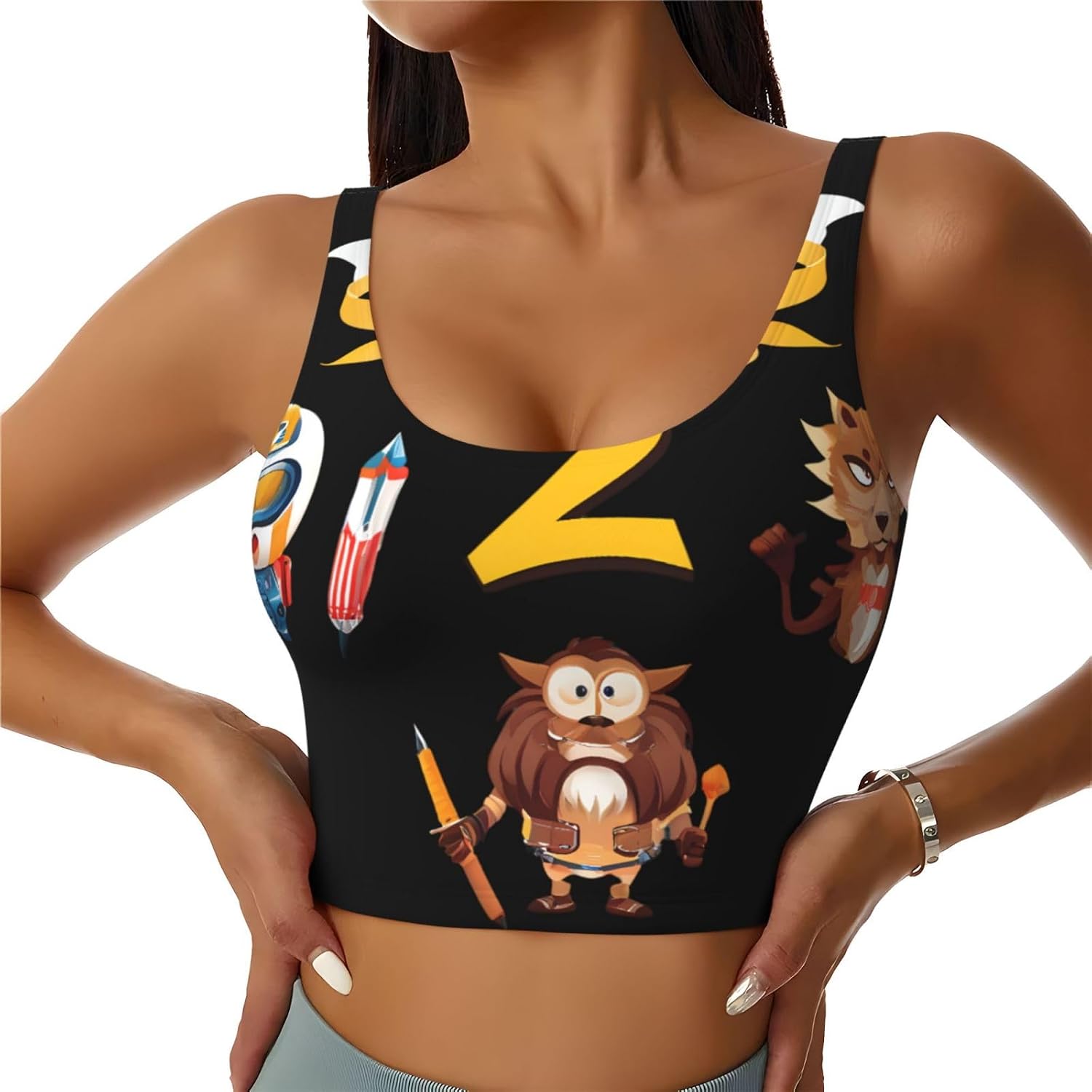 Women's Sports Vest MSRHIUEF Cartoon Symbols Printed Soft, Comfortable, Lightweight, and Breathable