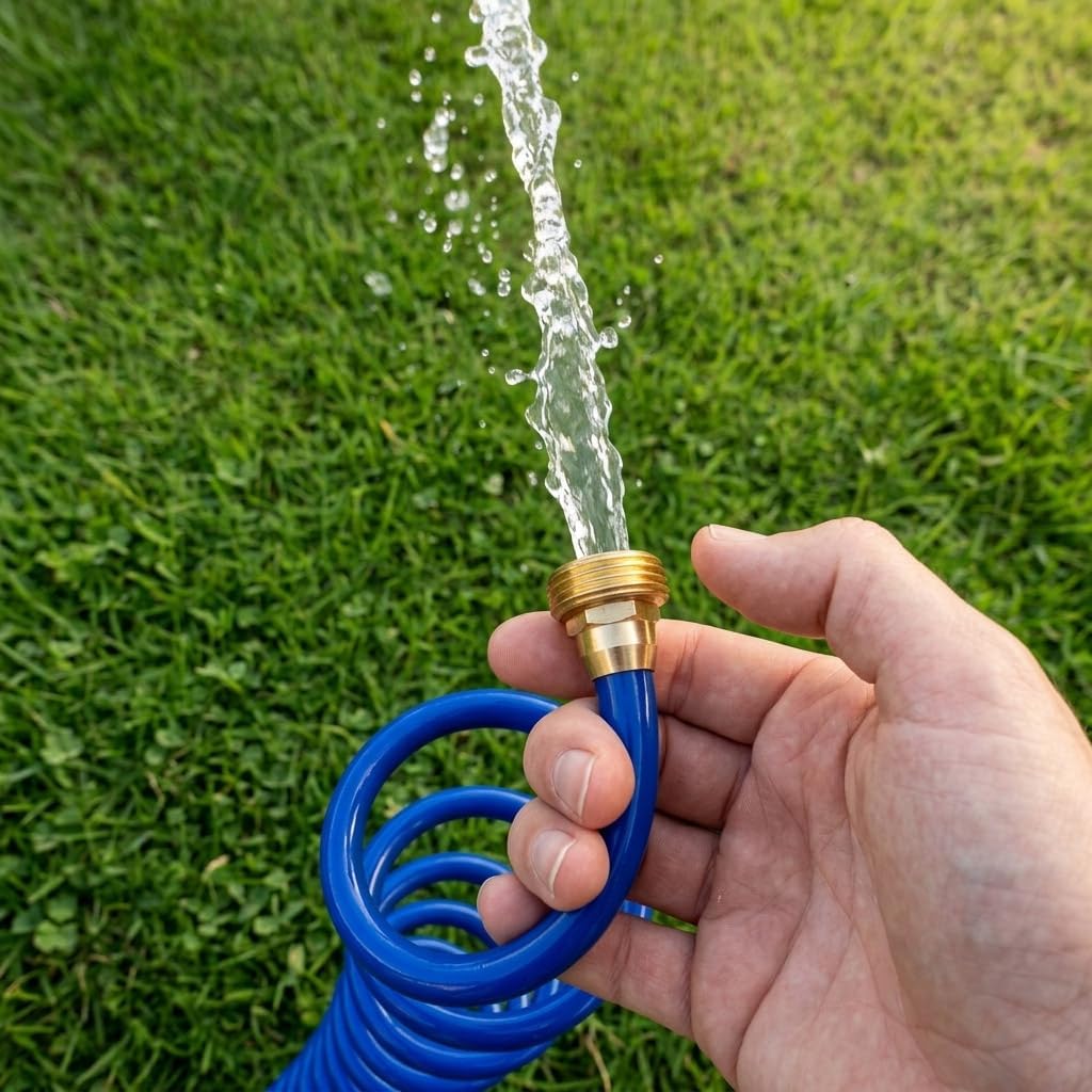 SANFU PU Recoil Garden Water Hose 3/8"ID(9 x 12.2mm) x 15FT, Blue(15') photo 6