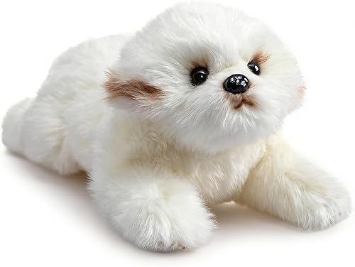 Miniatura 11 de HollyHOME Peluche maltés realista de perro maltés, regalo para mascotas, 13 pulgadas