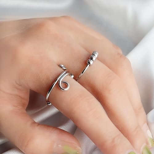 Miniatura 10 de Long tiantian Jansio Anillo Threanic de triple giro para mujer, anillo giratorio de moissanita termogénica Vikanda, anillo giratorio abierto
