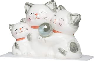 サンアート 開運雑貨 「 悪鬼・雑鬼・悪霊退散 」 ハッピーキャット親子 猫の置物オブジェ ホワイト SAN1224