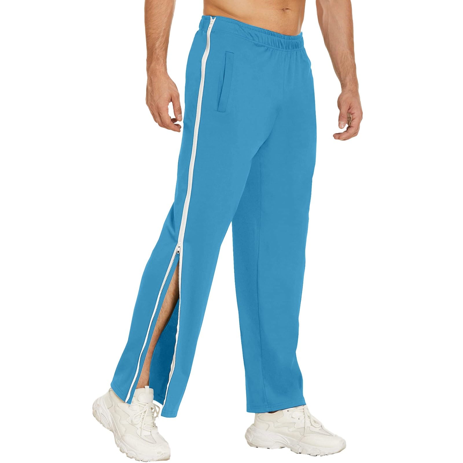 Pantalones De Rehabilitación For Hombre Y Mujer, Con Abertura Lateral (tallas M-3XL), Pantalones De Rehabilitación For Hombre Y Mujer, Largos, Con Abertura Lateral Y Cremallera Lateral(Blue 3,XXL)
