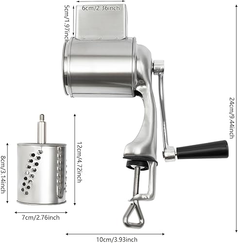 Miniatura 4 de Rallador giratorio de acero inoxidable 5 en 1, rallador de cocina, cortador de verduras, molinos de alimentos con 5 tambores inoxidables, para el