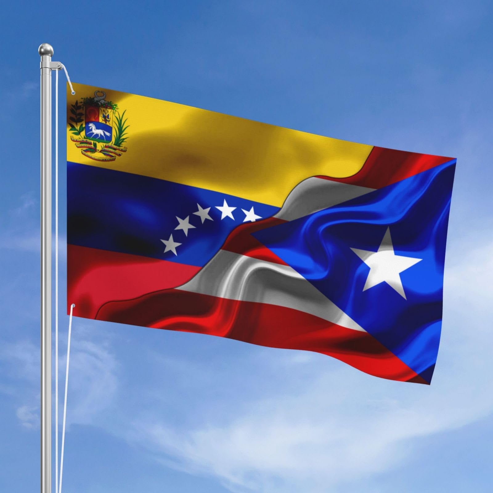 Venezuela Venezuelan And Puerto Rico Puerto Rican Flag Flags For Outside 3x5 Ft Three Layers Of Fabric Sewing Double-Sided Printing 3x5 Feet Banner