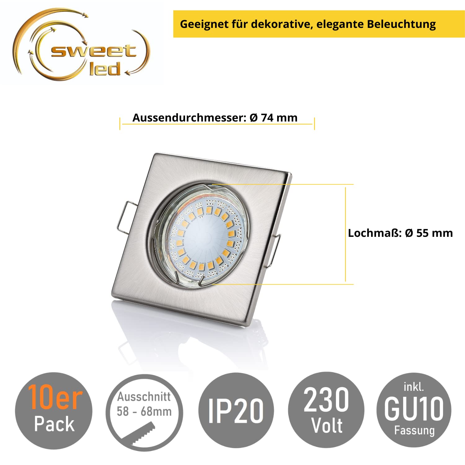 Faretti 5w Ultrasottili Faretti LED SPAHER Da Incasso 10 Pezzi - 5W Ultrasottili Per Soffitto IP44 Plafoniere LED 5W Cartongesso