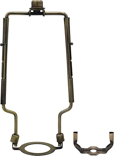 Creative Hobbies Arpa de lámpara ajustable de 8 pulgadas, 9 pulgadas, 10 pulgadas, incluye base regular y base Uno y remate (latón antiguo)