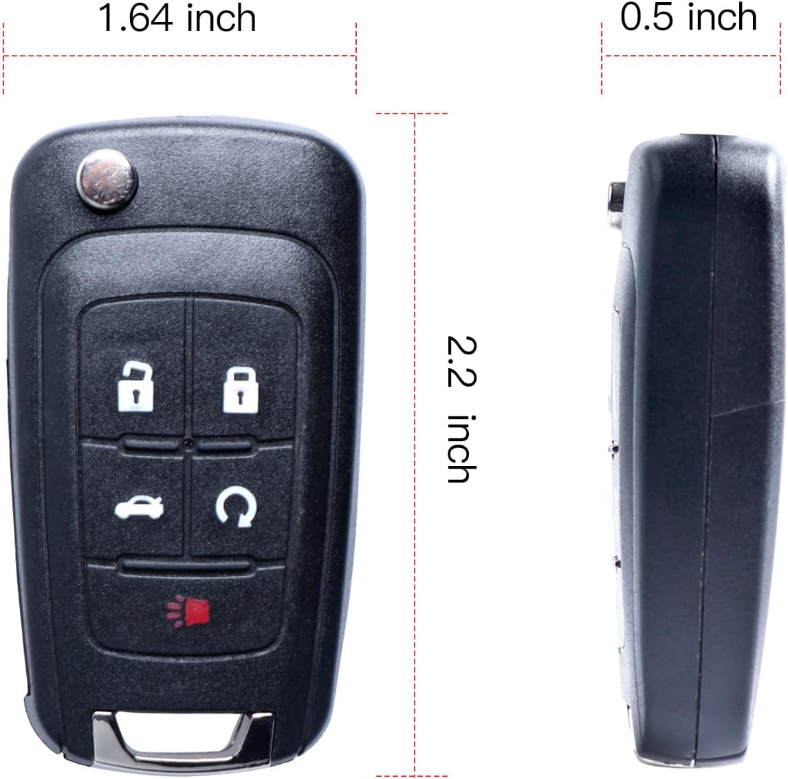 Keyless Entry Remote Flip Replacement Uncut Trunk Car Key Fob fits 2010-2016 Chevy Camaro Cruze Equinox Malibu,12-2017 Sonic,14-2017 Impala ,for Buick Regal Lacrosse Verano (OHT01060512) 1 Pack