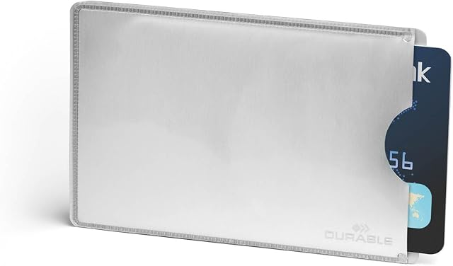 Durable 890023 Etui na kartę (z ochroną RFID), opak. 10 sztuk, kolor srebrny.