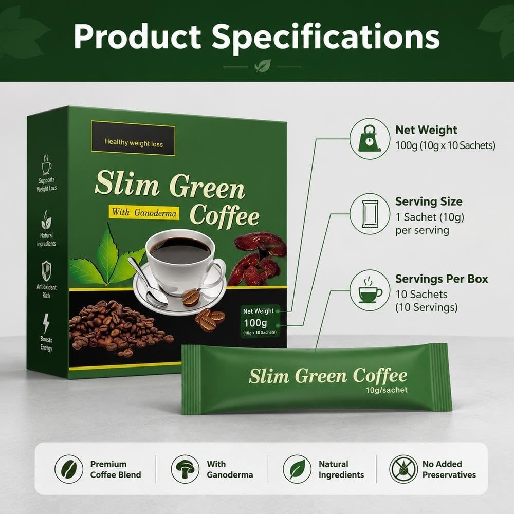Miscela funzionale probiotica for la salute dell'intestino al caffè verde | Caffè istantaneo benessere a basso jitter vegano senza glutine(2pcs)