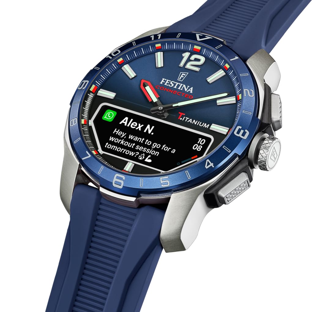 Festina Montre Connectée Homme Hybride Connected D en Caoutchouc Bleu