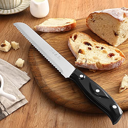 8-Inch Bread Knife, Serrated Bread Knife, Bread Cutter & Bread Slicers For Homemade Bread, Cake And Bagels, Ultra-Sharp German Stainless Steel-Abs Handle #TOP4