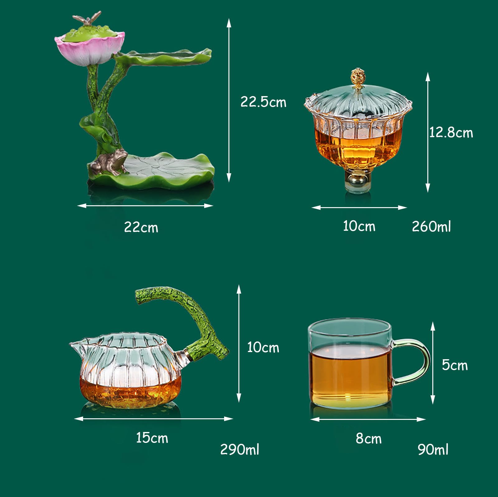 Automatyczny zestaw do herbaty Lotus Moonlight - Magnetyczny leniwy szklany dzbanek do herbaty Kung Fu z 6 filiżankami do domowego warzenia