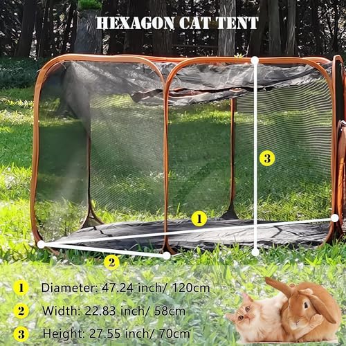 Enclos d'extérieur pour chat – Tente pop-up portable 6 en 1 en maille avec tunnels de jeu pour grands chats, lapins et petits animaux – Maison de jeu polyvalente
