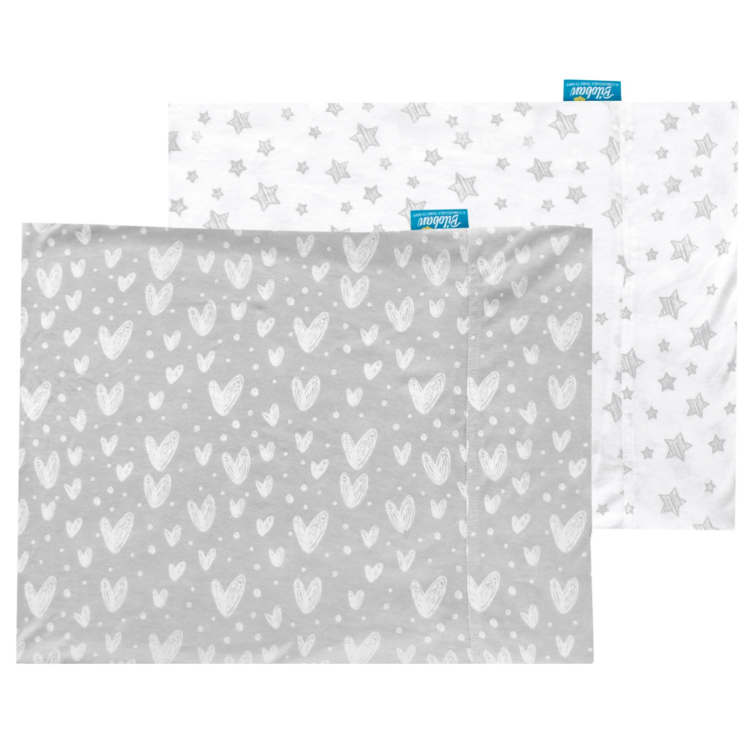 Biloban Paquete de 2 fundas de almohada de algodón orgánico (solo funda de almohada), funda de almohada para niños para dormir, almohada de tamaño 16 x 22 pulgadas, funda de almohada de viaje para