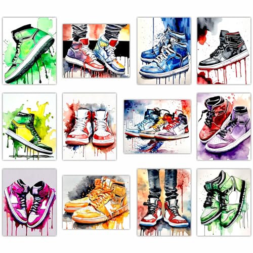 FLORIXA Hypebeast Sneaker Wall Art Poster - Sneakerhead Room Decor Air Gym Shoes Stacked Shoebox Collection Aesthetic Cool Wall Art Prints for Teen Boys Guys Men Cave - 8x10 UNFRAMED Photos