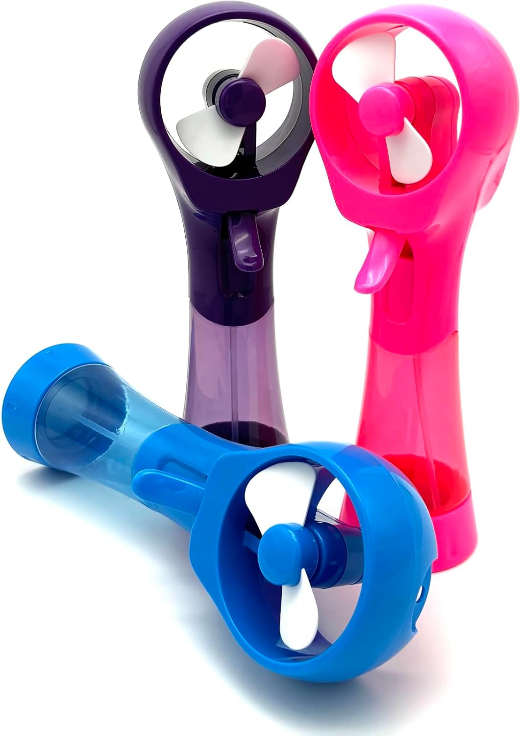 Water Misting Fan Portable Handheld Battery Powered Outdoor Cooling Spray Fans - 3 Pack (Blue/Purple/Pink)