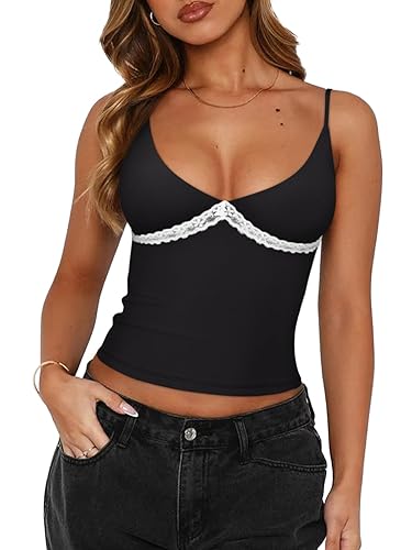 Lace Cami Crop Top - Medium - Black