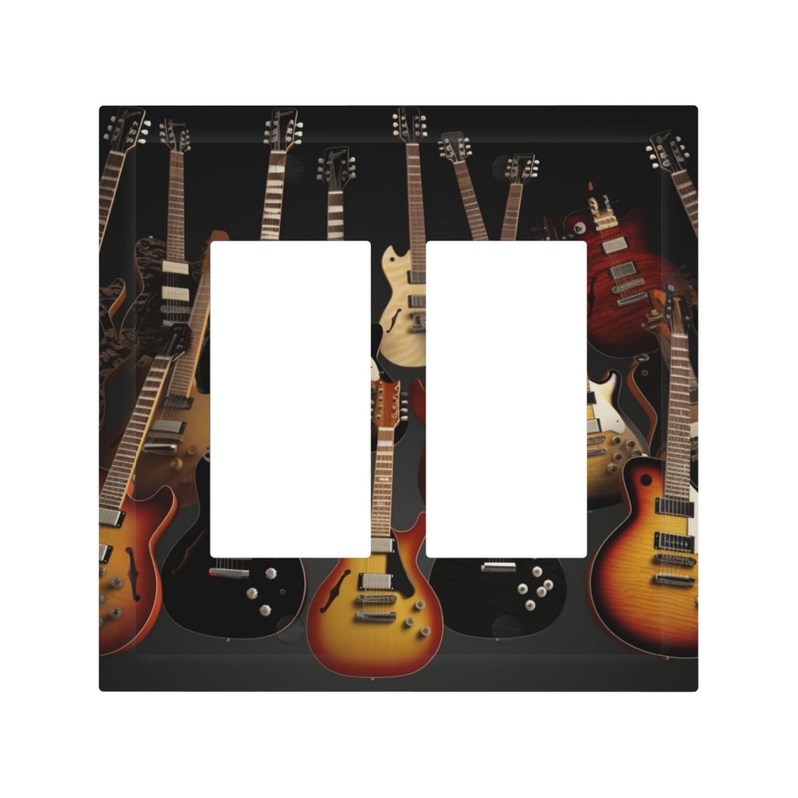 2-Gang Decorator Wall Plate Guitars Light Switch Cover Double Toggle Receptacle Wall Plate Mid Size 4.9" x 5" Wallplate Unbreakable Polycarbonate Outlet Faceplates Covers