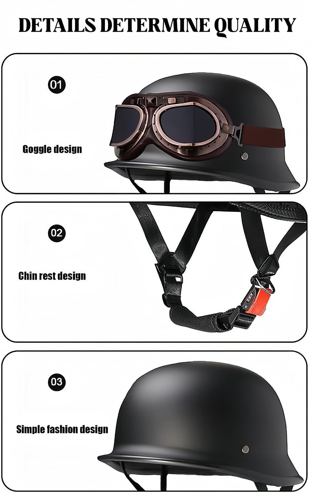 Vintage niemiecki kask motocyklowy, kask pół-kask, kask motocyklowy retro, kask na skuter, kask rowerowy, kask chopperowy, kask motorowerowy dla kobiet i mężczyzn, kask półkaskowy ze znakiem ECE