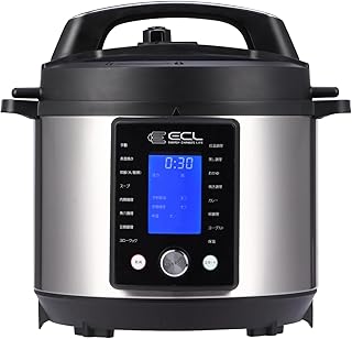 ECL 電気圧力鍋 大容量 5L 圧力/自動調理器 電子 圧力鍋 電気 一台15役 電気鍋 蒸し／低温／スロークック／焼き調理 7つ保護機能 EC-EPC5L 圧力/温度調理