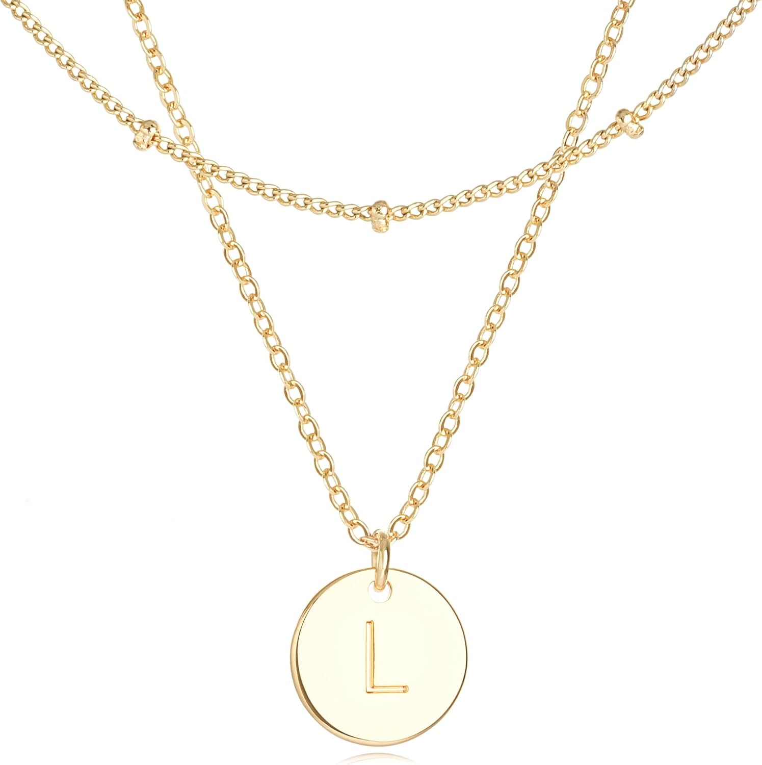 GNIRTSI Gold Layered Initial Necklaces for Women Satellite Chain Choker Disc Letter Y Coin Pendant 14K Gold Plated Minimalist Dainty Trendy Jewelry