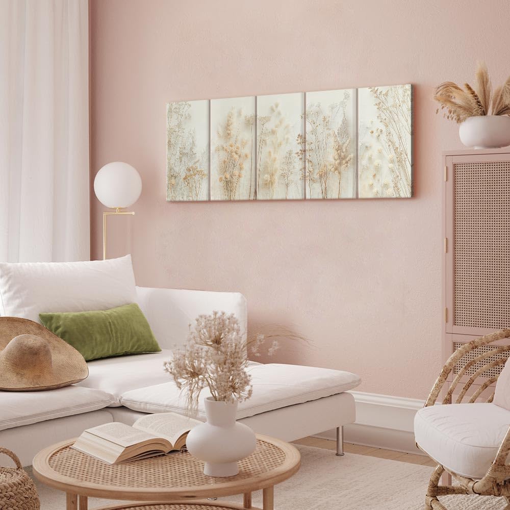 murando - Quadri Moderni Camera da Letto Matrimoniale, Natura Boho 225x90cm | Chiodi Inclusi, 5 Pezzi, Quadro Moderno, Stampa su Tela, Componibili, Resistenti Allo Sbiadimento, Produzione Europea